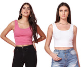 Toplot Women'S Combo Solid Ribbed Scoop Neck Sleeveless Slim Fit Tank Top Pack Of 2 (Combo-5069-Pnk-Wht-M),Pink-White,,B0CG5JPCMX