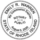 Round Notary Stamp for State of Rhode Island- Self Inking Stamp - Top Brand Unit with Bottom Locking Cover for Longer Lasting St