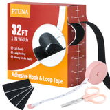 32Ft *1 Inch Hook and Loop Tape with Adhesive Back, Heavy Duty Double Sided Adhesive Strips, Strong Sticky Strips Roll for Home/