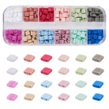 Pandahall 360 Pcs Acrylic Tila Flat Square Seed Beads 2-Hole 12 Colors Two Hole Carrier Beads 5.2x5.2mm for Jewelry Earring Maki