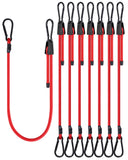 8 Pcs 48 Inch Adjustable Carabiner Bungee Cords with Hooks, Easy to Adjust from 7 to 48, Red Bungee Straps with UV-Resistance & 