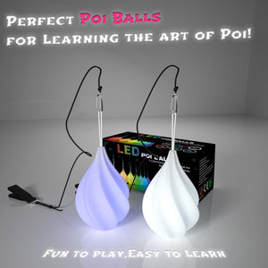 LED Poi Balls Set for Children and Adults - Luminous Premium Toy for Beginners & Professionals | LED Pois Kids Juggling | Juggli
