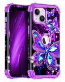 Miqala Compatible with iPhone 14 Plus Case,Glow in The Dark Three Layer Heavy Duty Shockproof Hard Plastic Bumper+Soft Silicone 