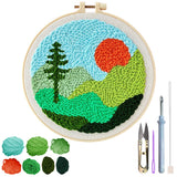 Patpat Silicone Diy Punch Needle Art Kit Beginners Diy Starry Night Punch Needle Art With Embroidery Needles,Tutorial,20X20Cm Em