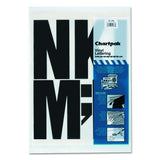 Chartpak PressOn Vinyl Uppercase Letters, Self Adhesive, Black, 6h, 38/Pack