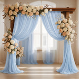 Wedding Arch Draping Fabric, White Sheer Backdrop with Floral Decor, Indoor Ceremony Party Ceiling Decoration (Baby Blue-1PC)