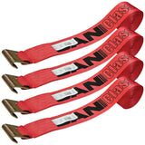 VULCAN Winch Strap with Flat Hook 4 Inch x 30 Foot Classic Red 4 Pack 5,000 Pound Safe Working Load