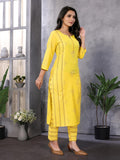 Rangita Yellow Cotton Printed Straight Kurta With Pant | Kurta Set For Women_Xl