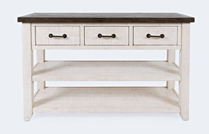 Jofran Madison County Reclaimed Solid Wood Farmhouse Harris Console Sofa Table, 50,Vintage White