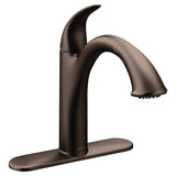 Moen Camerist OilRubbed Bronze OneHandle, Single Hole Kitchen Faucet with Pullout Spout, Bathroom Sink has Deck Plate for Thre