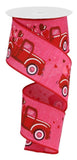 Valentine Truck Hearts Royal Ribbon, Hot Pink Red White 2.5 Inches x 10 Yards