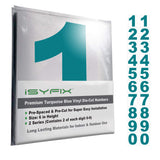 iSYFIX Turquoise Blue Vinyl Numbers Stickers - 6 Inch Self Adhesive (2 Sets)- Premium Decal Die Cut and Pre-Spaced for Mailbox, 