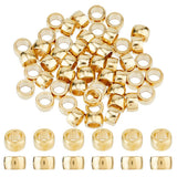 SUPERFINDINGS 50Pcs Brass Paracord Beads Golden Column Spacer Beads Large Hole Paracord Bead Metal Tube Loose Brass European Bea