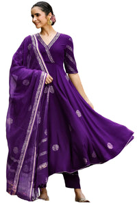 Gosriki Women'S Rayon Blend Anarkali Printed Kurta With Pant & Dupatta (Berlin Begani-Vks01-Gs_S_Begani_Small),Begani,,B0DFCFBYTW