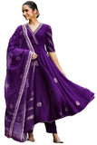 Gosriki Women'S Rayon Blend Anarkali Printed Kurta With Pant & Dupatta (Berlin Begani-Vks01-Gs_S_Begani_Small),Begani,,B0DFCFBYTW
