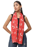 Trend Arrest Red Printed Scarf