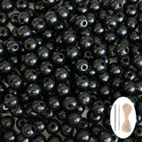 500Pcs Black Wooden Beads for Crafts, Natural Round Loose Beads Small Wood Spacer Beads with 10m Hemp Rope 2pcs Bead Needle for 