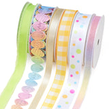LaRibbons Easter Ribbons for Crafts, 6 Rolls Spring Decorative Ribbons,5 Yards Each, Pastel & Easter Egg Designs for Gift Wrappi