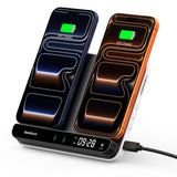Dual Wireless Charger Stand, SwanScout 504, Foldable Wireless Charging Station Pad for iPhone 17/Air/16/15/ Series, Samsung Gala