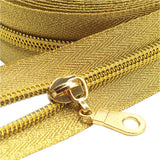 YaHoGa #5 Gold Metallic Nylon Coil Zippers by The Yard Bulk 10 Yards with 25pcs Pulls for DIY Sewing Tailor Craft Bag (Gold Tape