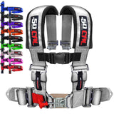 Silver 4 point harness for bucket seat with quick latch release, 9 colors to choose from, racing harness 4 point race car UTV RZ