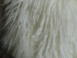 Plutus Brands Plutus Curly Mongolian Fur White Handmade Throw Pillow, 22 X 22