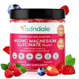 90 CT Magnesium Glycinate Gummies 400 mg/Serv - with Ashwagandha, Magnesium Malate & Taurate - Sugar Free Chews for Adults & Kid