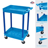 Luxor Bustc11Bu 2 Level Serving Cart, 37.5'' H X 24'' W X 18'' D, Blue