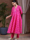 Libas Pink Cotton Printed Kurta Sets For Women