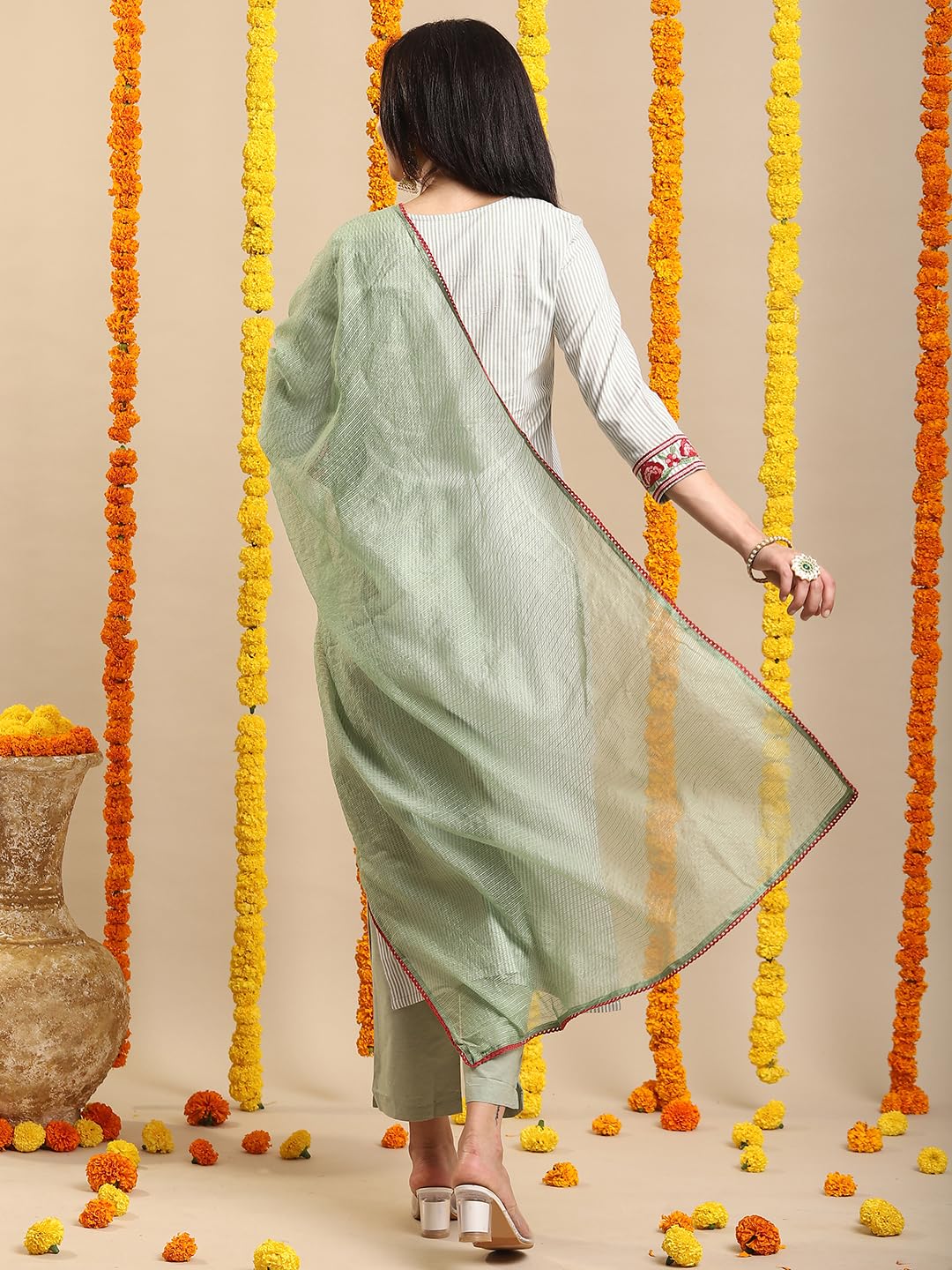 Gosriki Women'S Rayon Blend Embroidered Straight Kurta With Pant & Dupatta (Farigup-Green-Vks01-Gs_S_Green_Small),Green,,B0DK9QK4VC