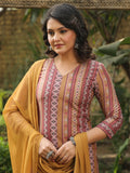 Anni Designer Women'S Rayon Blend Straight Printed Kurta With Pant & Dupatta (Mukesh Multi_S_Multicolor_Small),Multicolour,S,,,