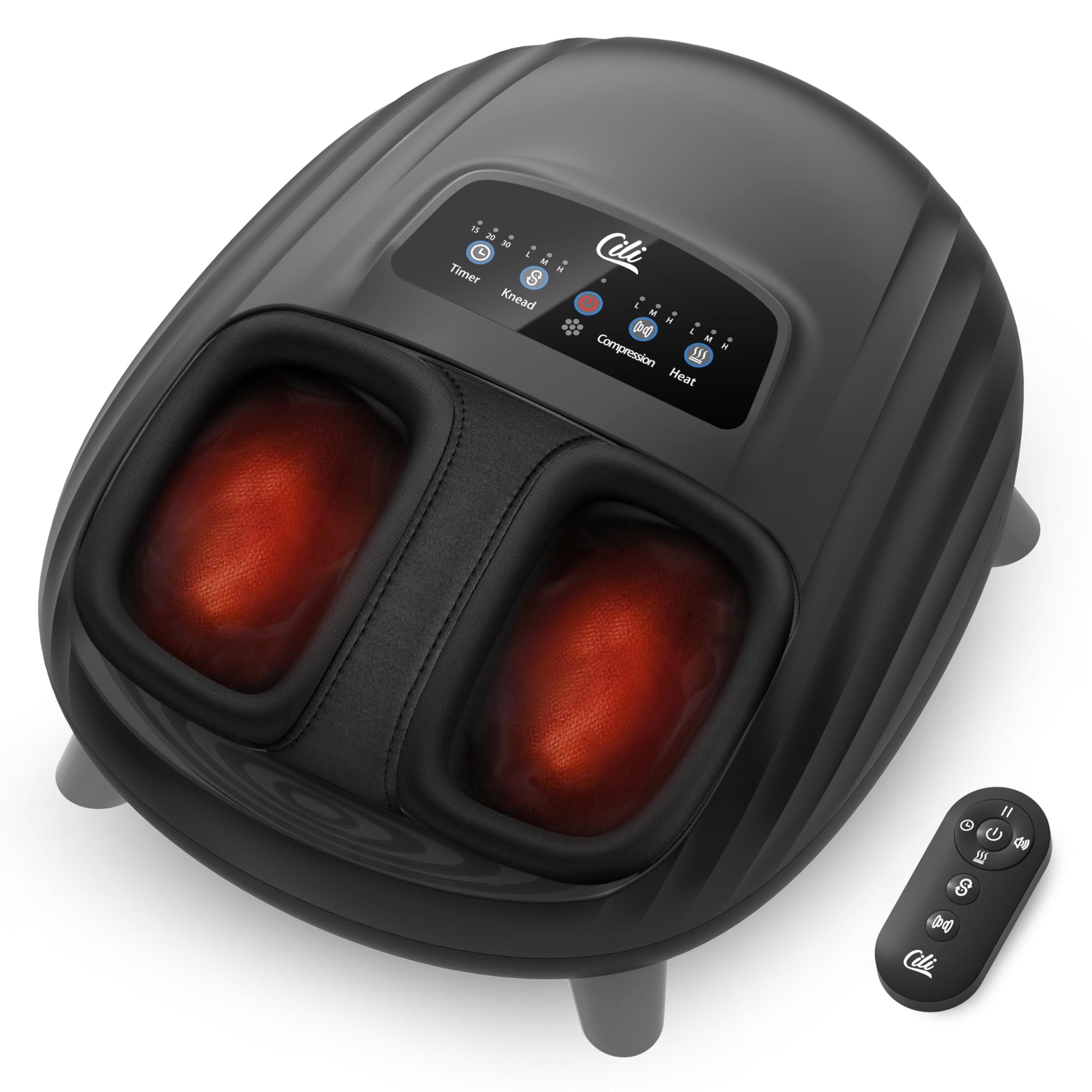 CILI Foot Massager with Heat, Shiatsu Foot Massage Machine for Plantar Fasciitis Neuropathy, 3 Sole & Instep Heating Levels, 3 I