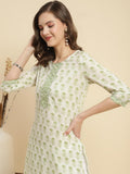 Rangita White Cotton Knee Length Printed Straight Kurti For Women | Kurta For Women_L White L 618646055283Gg