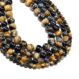 Malahill Gemstone Beads for Jewelry Making, Sold per Bag 5 Strands Inside, Grey Tiger Eyes Stone 8mm