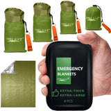 Frelaxy Emergency Blanket 2-Pack/4-Pack, Extra-Thick Extra-Large Space Blankets with Whistles, Storage Pouchs, and EVA case, 83 