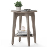 VASAGLE MAEZO Collection - Side Table, 2-Tier Small Round End Table, Nightstand with Tapered Legs, Curved Transitions, for Small