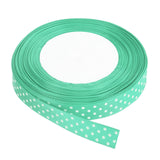 MECCANIXITY Grosgrain Ribbons 25 Yards 5/8 Inch Green Blue with White Dots Ribbon Bow Decoration for Crafts Gift Wrapping Weddin