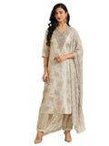 Libas Women'S Silk Blend Kurta Sets (400612_Grey_L)