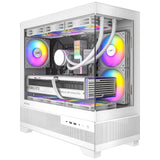Okinos Aqua 5, Micro ATX Case, Support 360mm Radiator, 3 * 120mm ARGB Fan Pre-Installed MATX PC Case, Panoramic View Tempered Gl