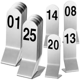 Honeydak 1-25 Table Order Numbers Double Side Stainless Steel Reception Number Stands Signs for Restaurant Wedding Seating Cafes