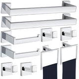 10 Pieces Bathroom Hardware Accessories Set Polished Chrome, Bathroom Towel Rack Set SUS304 Stainless Steel, Square Bath Towel b