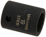 Williams 37619 1/2Inch Drive 19mm Standard Impact Socket, 12Point