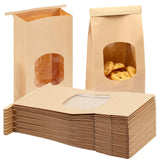 Moretoes 100pcs Medium Bakery Cookie Bags with Window, 4.5x2.36x9.6in Tin Tie Tab Kraft Paper Bags for Cookie Coffee Bread Baker
