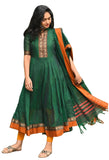 Anni Designer Women'S Rayon Viscose Solid Anarkali Kurta With Dupatta (Samuti Green-Vks01_S_Green_Small),Green,S