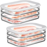 Tioncy 2 Pcs Deli Meat Container Fridge Bacon Container for Refrigerator Stackable Food Storage Boxes with Lid for Deli, Lunch M