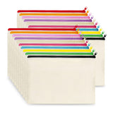 Koolmox Makeup Bags Bulk 20 Pcs, Canvas Pouch with Zipper of 10 Colors, 8x5'' Blank Cotton Bags for Embroidery, Tie Dye, Marker,