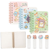 Funblast Kawaii Diary, 4Pcs Cute Mini Spiral Notebooks A6 Kawaii Cartoon Memo Notepads, Small Pocket Diary Journals For Writin