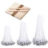 BEADNOVA Candle Wicks Set 150 Pcs Candle String Cotton Wicks with 50 Pcs Wooden Holders Centering Device for Making Supplies DIY
