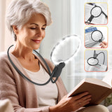 IMICHI Magnifier with Light Hands Free for Reading, 5.1 Inch 6X Magnifying Glass for Reading, Neck-Worn Large Magnifier for Seni