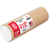 4 x 12 Heavy Duty Reinforced Kraft Paper Mailing Tube, Pack of 1 Tube with 2 Caps - Secure USPS Approved Poster Tube - Made in U